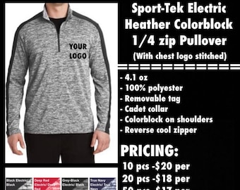 Sport-Tek Heather 1/4 zip Pullover  ( with left chest logo Embroidered )