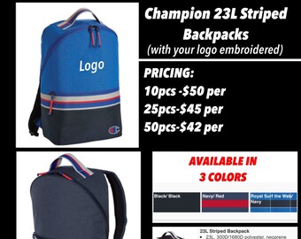 Champion 23L striped Backpacks ( with your logo embroidered )