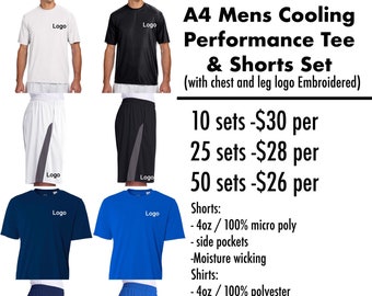 A4 Mens Cooling Performance Tee & Shorts Set ( With your logo on both )