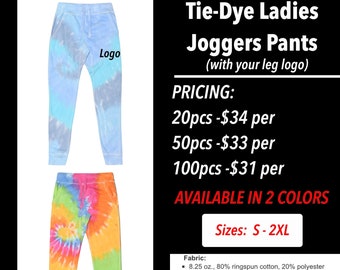 Tie-Dye Ladies Jogger Pants ( with leg logo Embroidered )