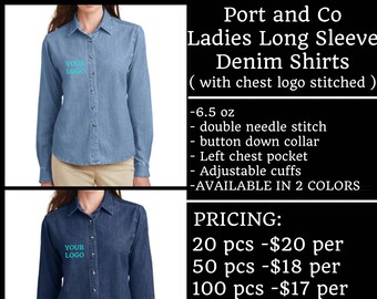 Port Authority Ladies Denim Long Sleeve shirts  ( with left chest embroidery )