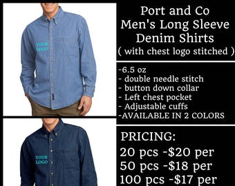 Port Authority men's Denim Long Sleeve shirts  ( with left chest embroidery )