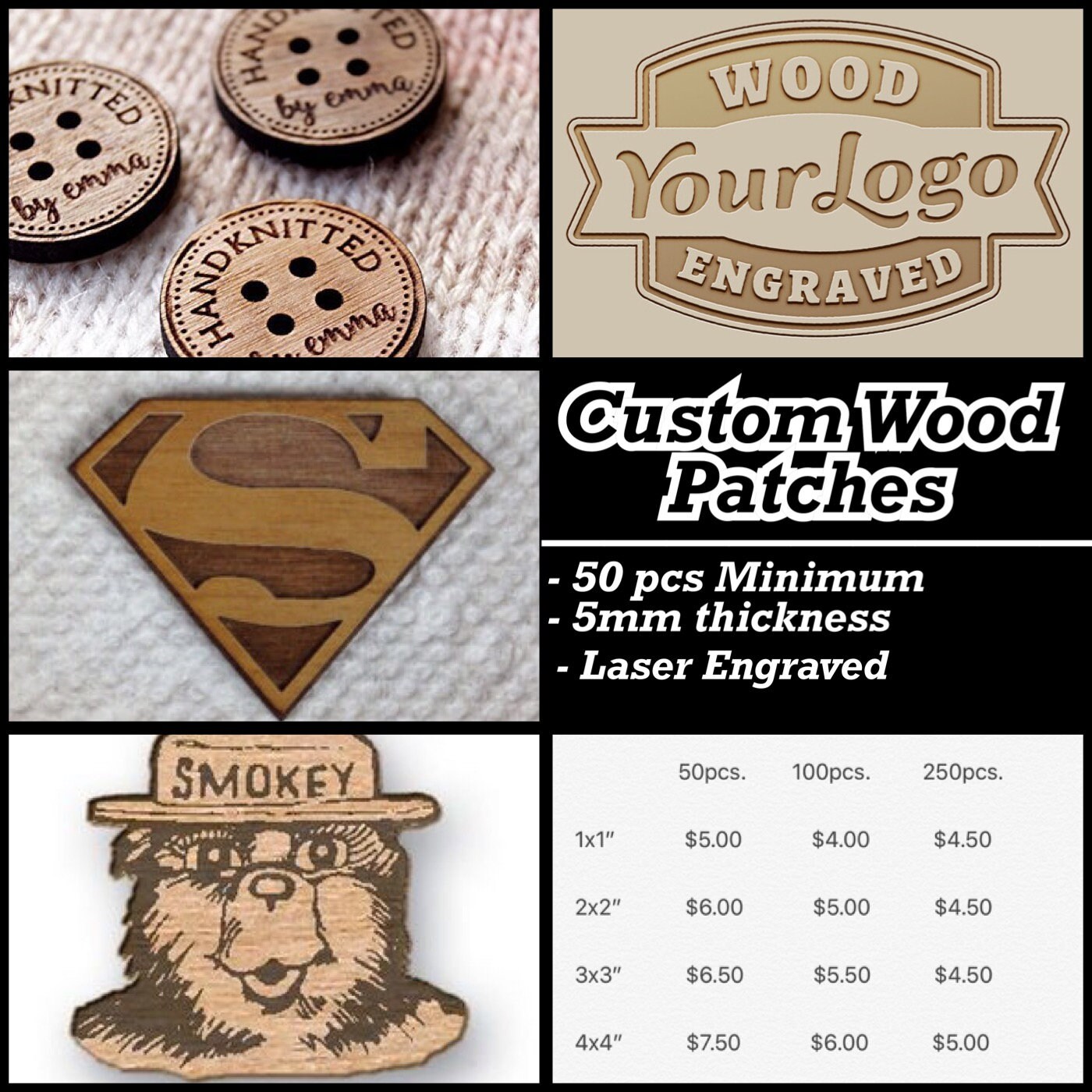Custom Wood Patches ( No Artwork Charge ) - Etsy