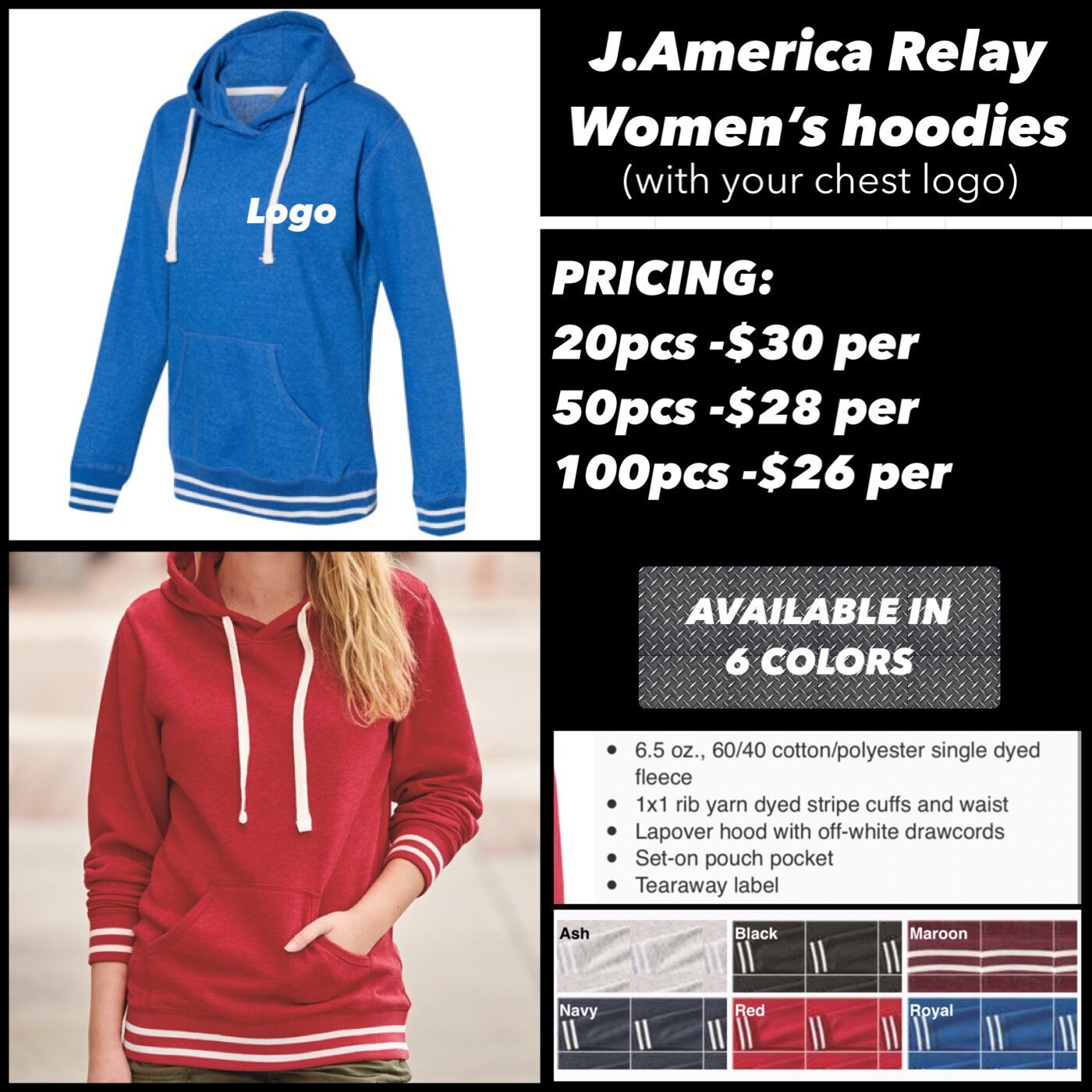 J.america Relay Womens Pullover Hoodie With Chest Logo Etsy Australia