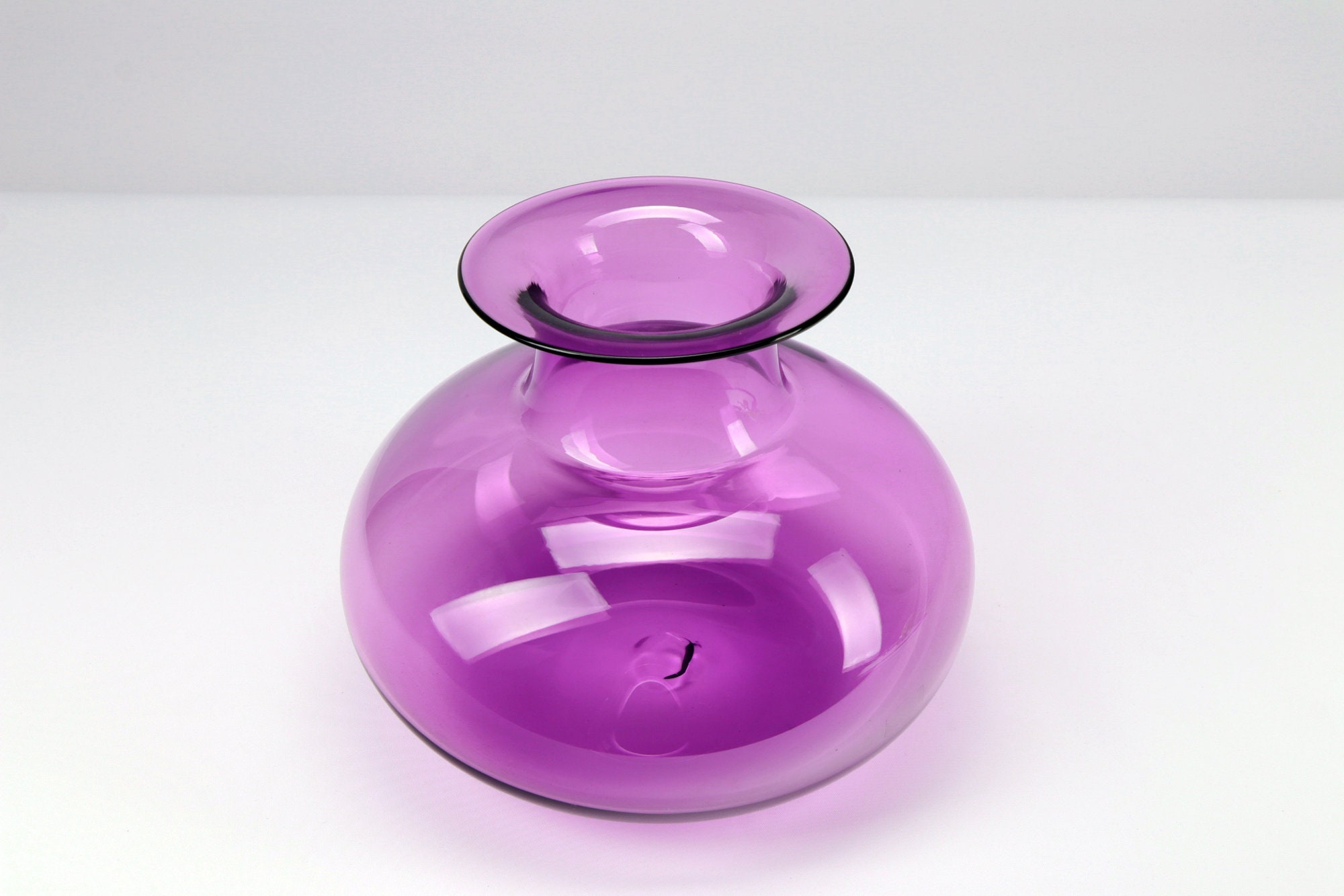 Purple Blown Glass Vase Transparent Purple Handmade Etsy