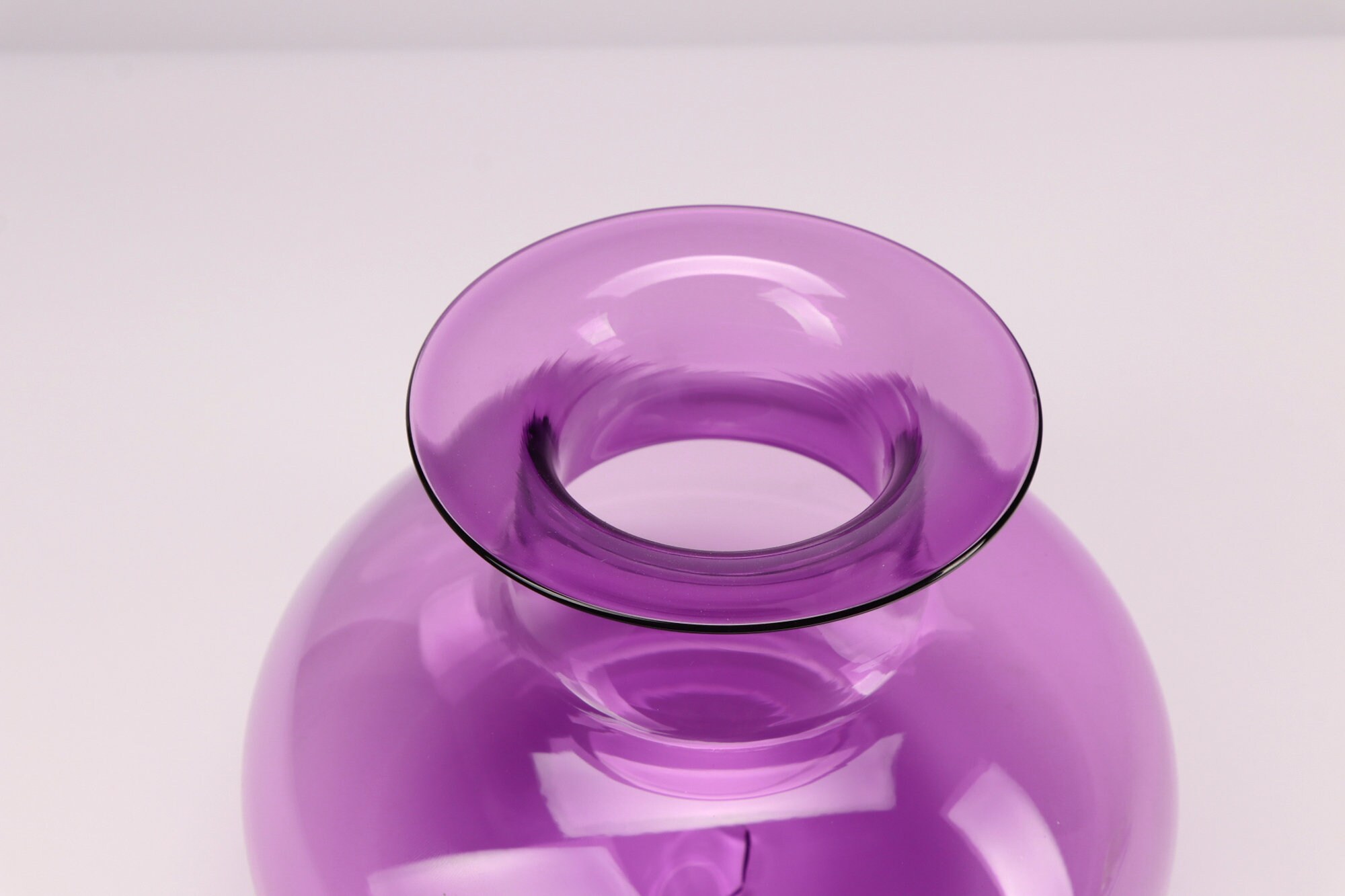 Purple Blown Glass Vase Transparent Purple Handmade Etsy