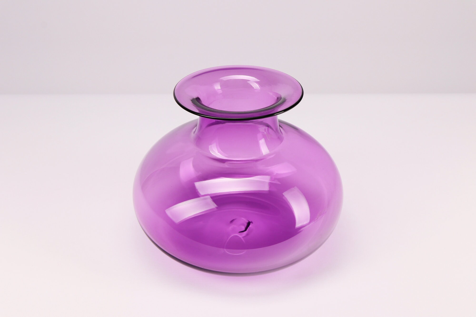 Purple Blown Glass Vase Transparent Purple Handmade Etsy