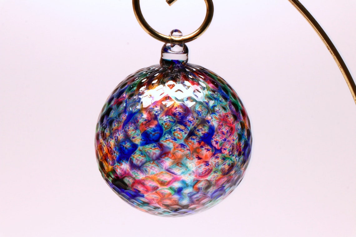 Multi Colored Blown Glass Ornament Blown Glass Ornament Etsy