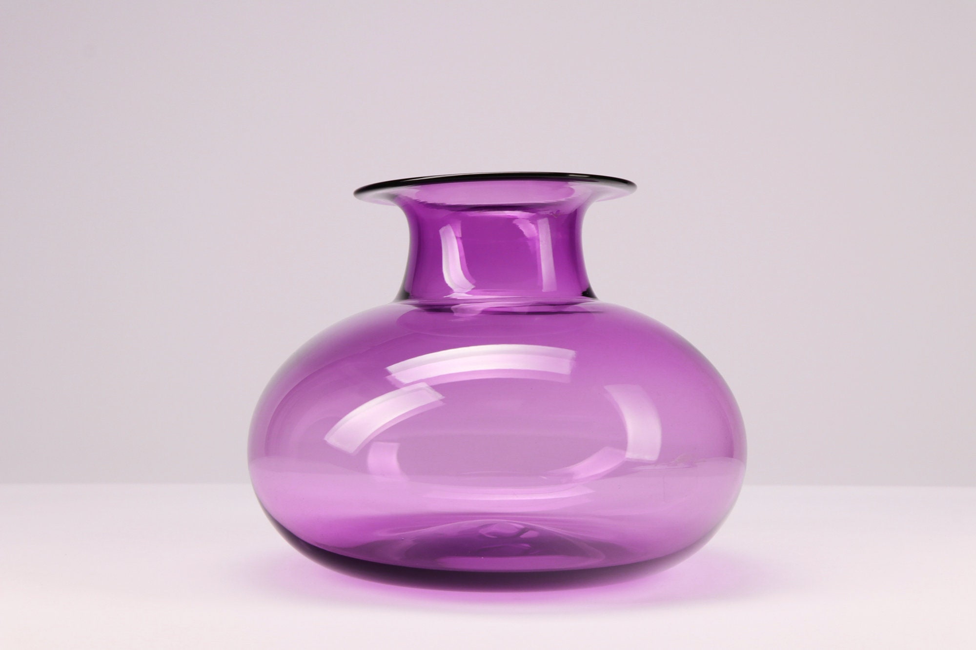 Purple Blown Glass Vase Transparent Purple Handmade Etsy