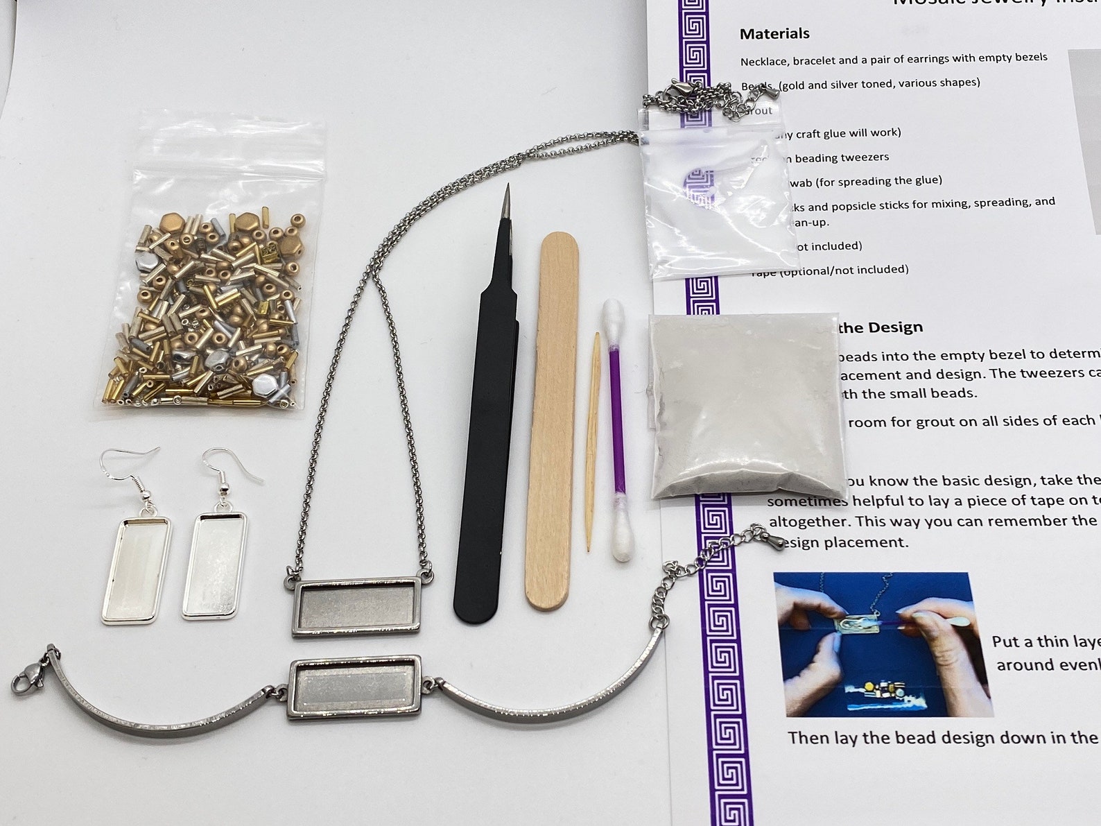 DIY Mosaic Jewelry Making Set / Gold and Silver Mosaic Jewelry Etsy