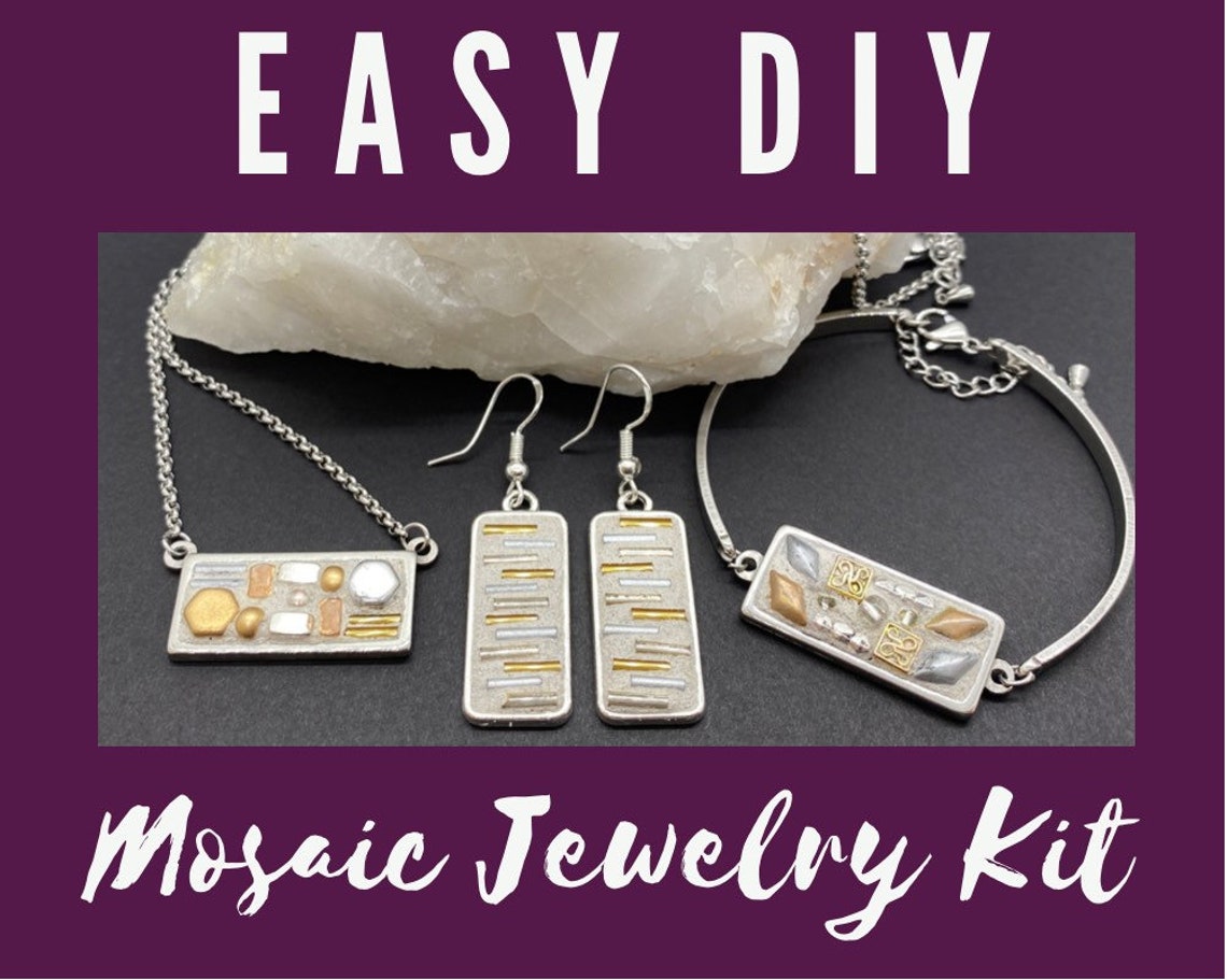 DIY Mosaic Jewelry Making Set / Gold and Silver Mosaic Jewelry Etsy