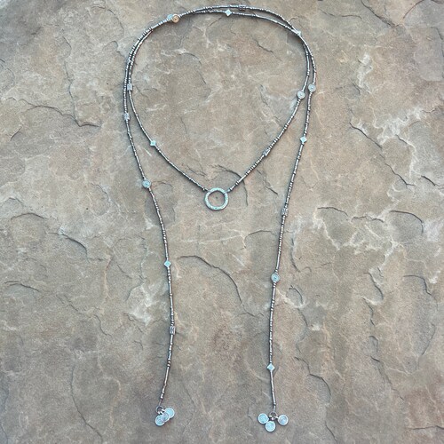 Sterling Silver Long Pendant Silver Spiral Necklace Twist Etsy