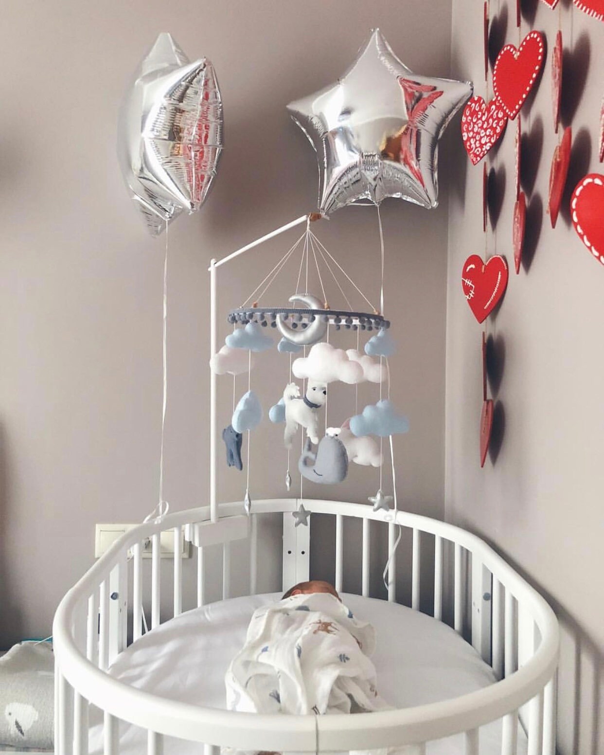 Baby mobile arm Wooden mobile arm Baby mobile holder Etsy