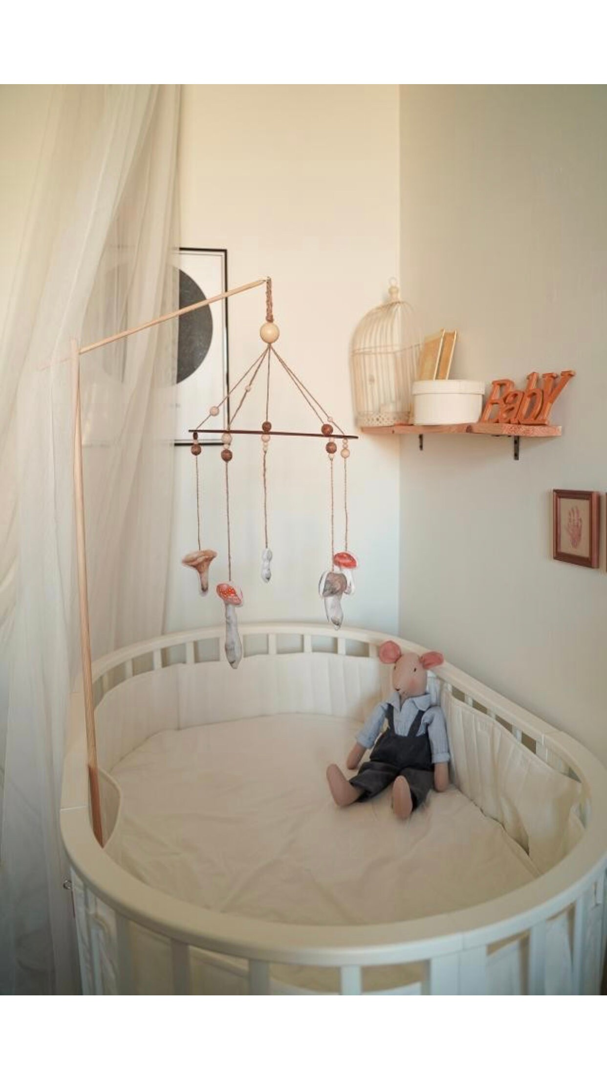 Crib mobile arm neutral Wood Mobile arm Baby Mobile Etsy