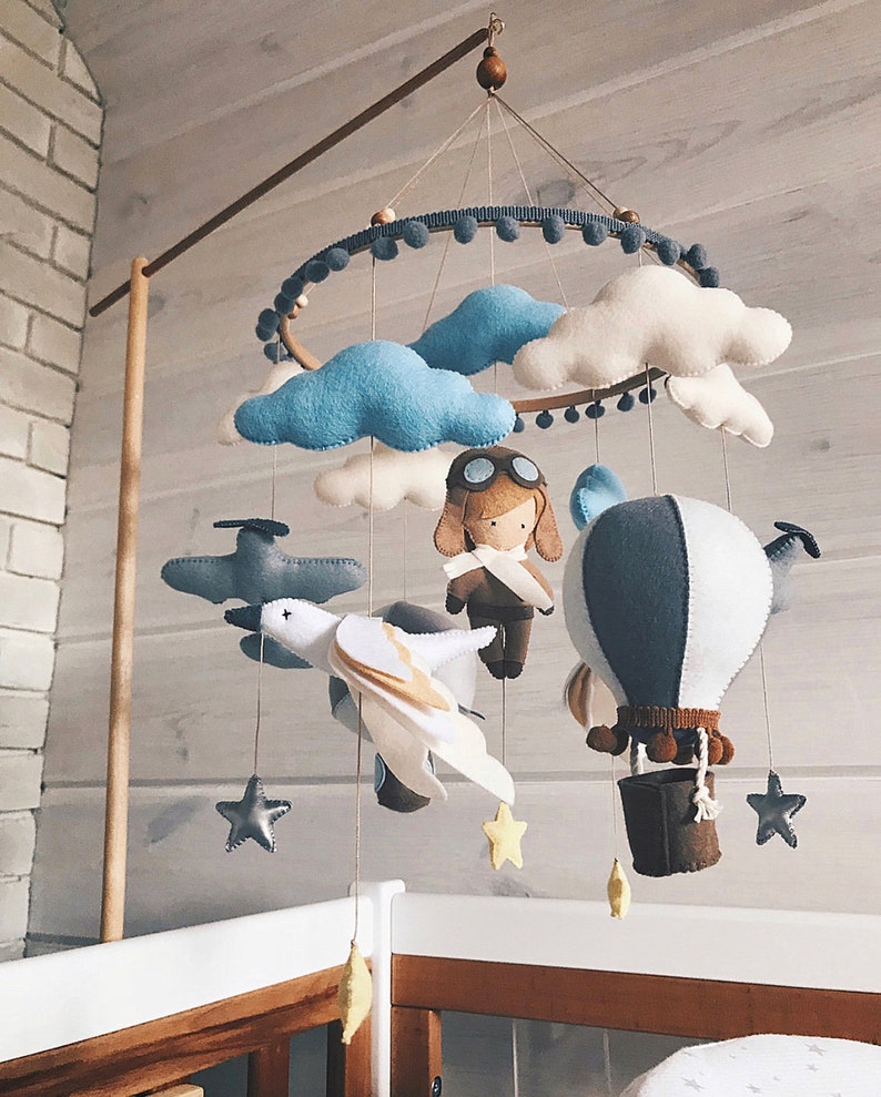 Crib mobile arm neutral Wood Mobile arm Baby Mobile Etsy