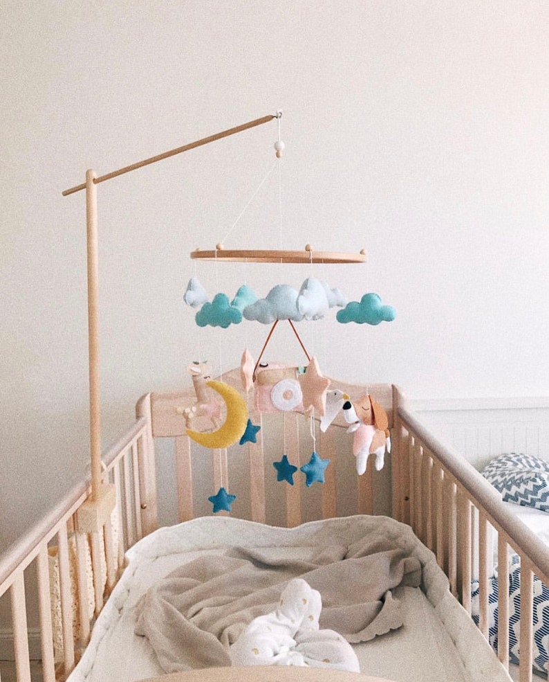 Crib mobile arm neutral Wood Mobile arm Baby Mobile Etsy