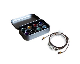 Set de colección Materia de FFVII: Ranuras de aluminio anodizado + Pulsera ajustable