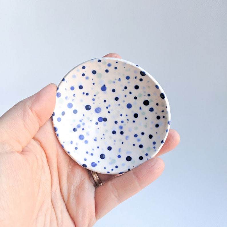 blue tripod midcentury dish jewelry tray handmade jewelry dish Handmade ceramic dish ring dish mini dish incense burner legged dish