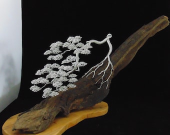 Проволочное дерево, Проволочное дерево, Бонсай, Проволочное искусство, Серебро, Серебро, Декоративное