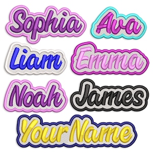 Custom Embroidered Patch Badge Freehand Border 3.5" Iron On Sew On Name Patch Personalized School for Bag Jacket Jeans