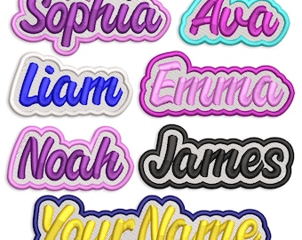 Custom Embroidered Patch Badge Freehand Border 3.5" Iron On Sew On Name Patch Personalized School for Bag Jacket Jeans