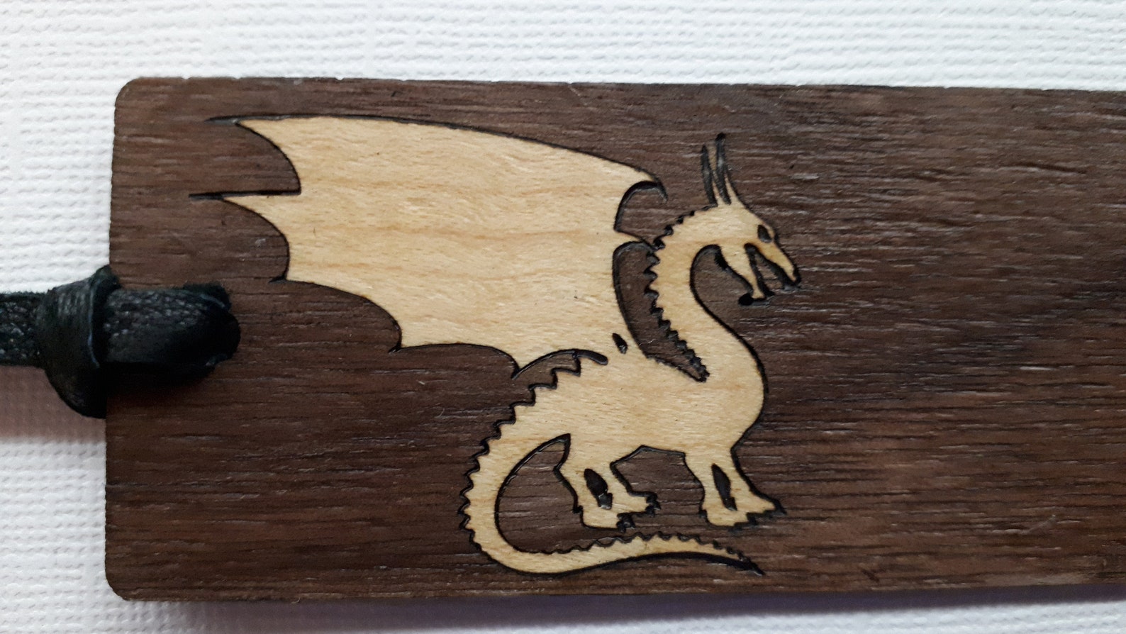 Wood laser cut bookmarks Dragon inlay personalization Etsy