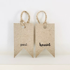 Etichette regalo personalizzate - Etichette Kraft marroni - Etichette per bomboniere - Segnaposto - Etichette per baby shower - Etichette regalo di compleanno con spago