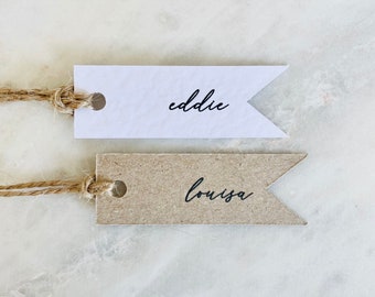 Small Personalised Calligraphy Gift Tags - Mini Name Tags - Rustic Present Labels - Favour Tags - Place Names - Seating Plan Labels