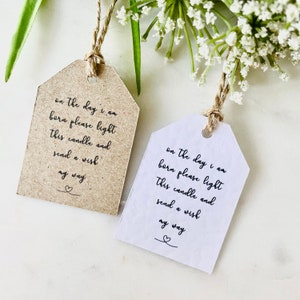 Etichette Bomboniere Baby Shower per Candele/Votive - Etichette Regalo - Etichette con Spago - Kraft o Bianco
