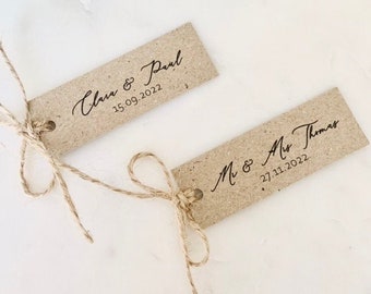 Modern Calligraphy Favor Tags with Twine - Wedding Thank You Tags - Tag regalo di nozze - Monocromatico - Minimalista