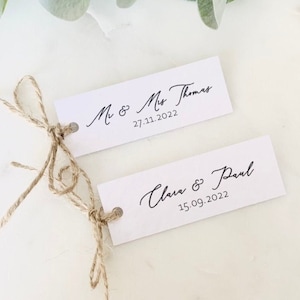 Modern Wedding Favour Tags with Twine - Wedding Thank You Tags - Monochrome - Minimalist - Simple