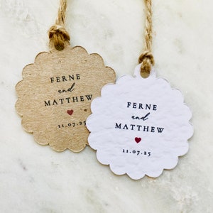 Scallop Edge Wedding Favour Tag — Thank You Tags — Baby Shower Tags — Custom Tags — Kraft Brown or White