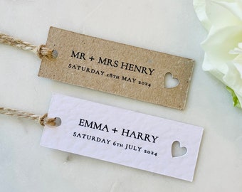 Rectangular Favour Tags with Heart Cut Outs - Wedding Thank You Tags - Wedding Gift Tags - Baby Shower - Hen Do