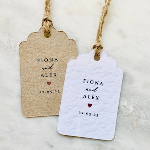 Etichetta bomboniera con bordo smerlato — Etichette di ringraziamento — Etichette per baby shower — Etichette personalizzate — Kraft marrone o bianco