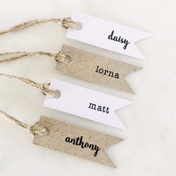 Small Personalised Gift Tags - Mini Name Tags - Rustic Labels - Favour Tags - Place Names - Seating Plan Labels