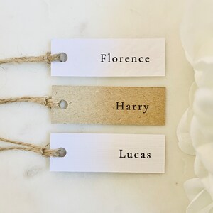 Piccole etichette regalo personalizzate - Mini etichette con nome - Etichette regalo rustiche - Etichette bomboniere - Segnaposto - Etichette per planimetrie di posti a sedere