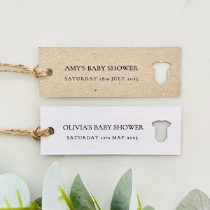 Rechteckige Babyparty Geschenkanhänger mit Babygro Ausschnitten - Dankeschön Tags - Taufe Geschenkanhänger - Taufe Gastgeschenke