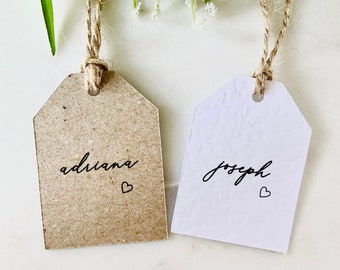 Luggage Tag Calligraphy Place Names - Gift Tags - Wedding Favour Tags - Baby Shower Tags - Party Tags - Labels with Twine - Kraft or White