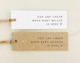 Pop and Cheer Baby Tags - Simple Elegant Gift Tags - Kraft or White
