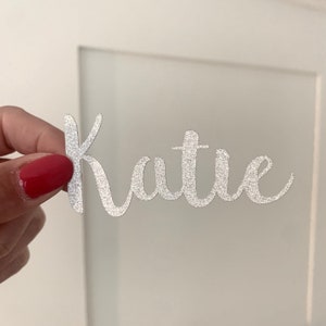 Silver Glitter Wedding Place Names - Table Settings - Place Cards - Baby Shower Names - Calligraphy Table Names