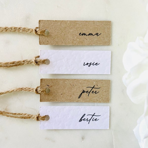 Small Personalised Calligraphy Gift Tags - Mini Name Tags - Rustic Present Labels - Favour Tags - Place Names - Seating Plan Labels