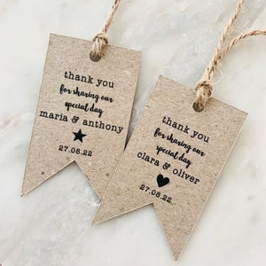 Kraft Brown Wedding Favour Tags - Bottle Tags - Mini Wedding Thank You Tags - Small Rustic Twine Tags