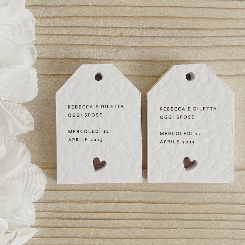Wedding Favour Tag with Heart Cut Outs Mini Luggage Tags Thank You Tags Baby Shower Tags Custom Tags Kraft Brown or White image 5