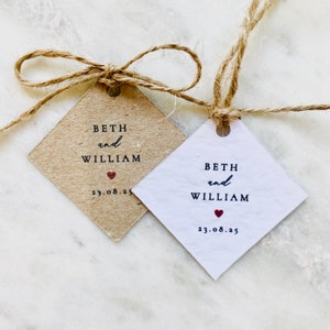Diamond Shape Wedding Favour Tag — Thank You Tags — Baby Shower Tags — Custom Tags — Kraft Brown or White