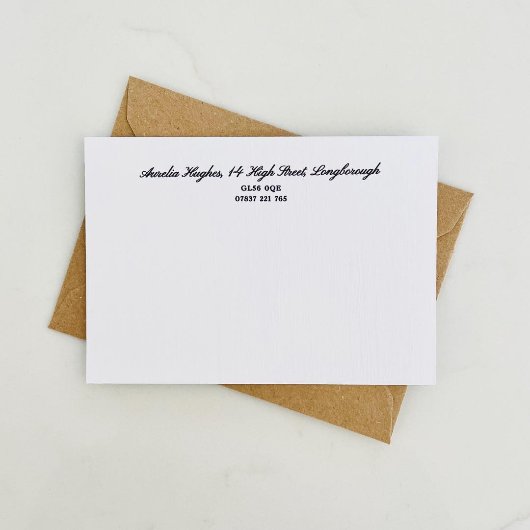 Courtesy Note Card Personalised Notecards - Thank You Cards - Traditional Calligraphy ...