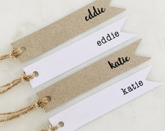 Personalised Gift Tags - Kraft Brown or White Tags - Wedding Favour Tags - Baby Shower Tags - Birthday Custom Gift Tags with Twine