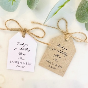 Etiquetas para regalos de boda, etiquetas para equipaje en miniatura, etiquetas de agradecimiento, etiquetas para baby shower, etiquetas de papel kraft marrón o blanco