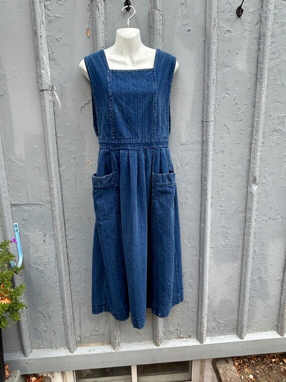 Laura ashley denim pinafore clearance dress