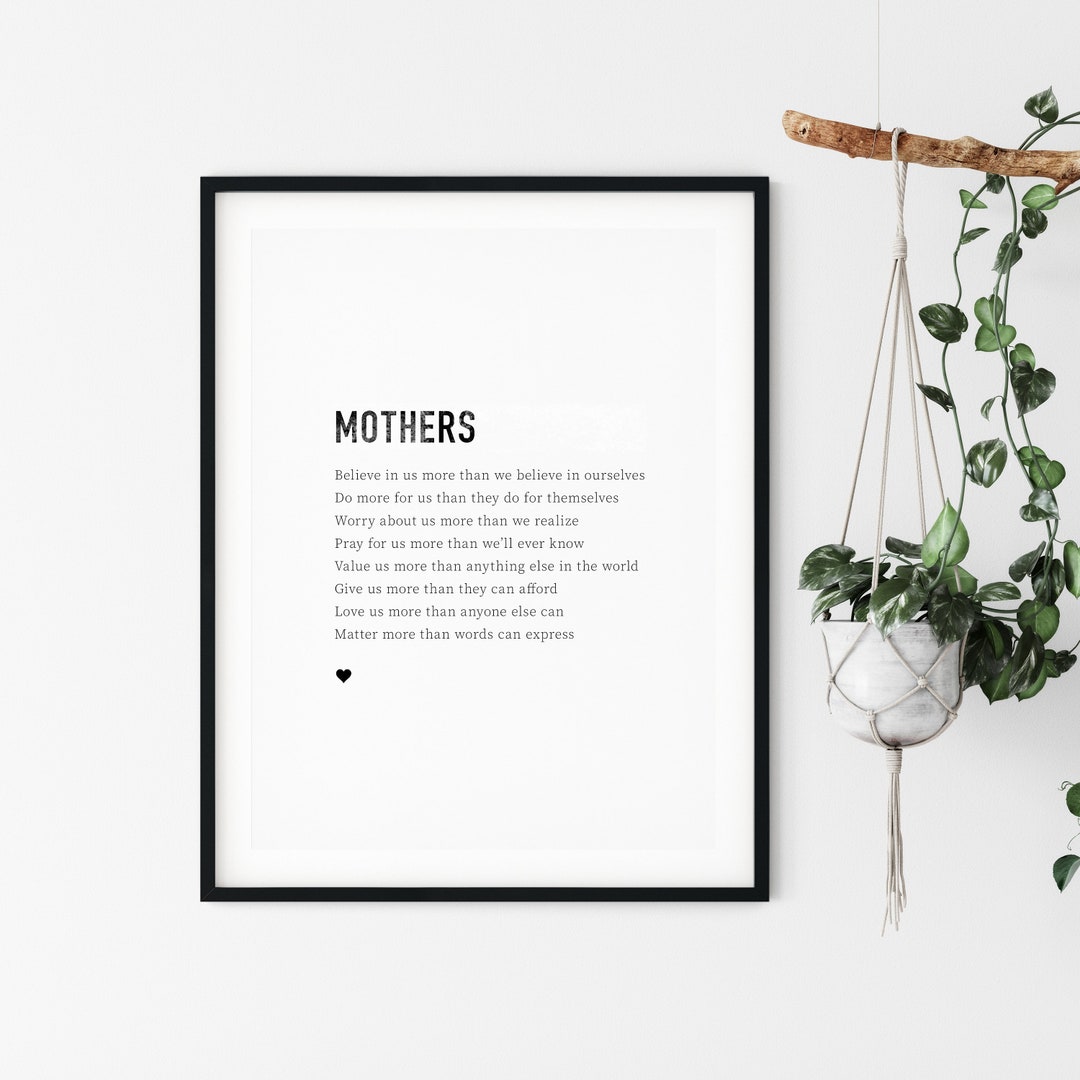 Mothers Gift Printable Quote - Digital Download Art Print - Etsy