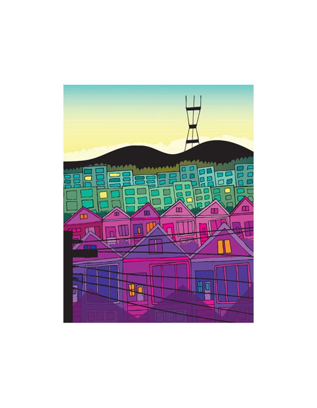 Noe Valley San Francisco Print Artwork Art City Etsy